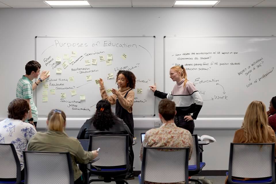 Education BA students having a discussion